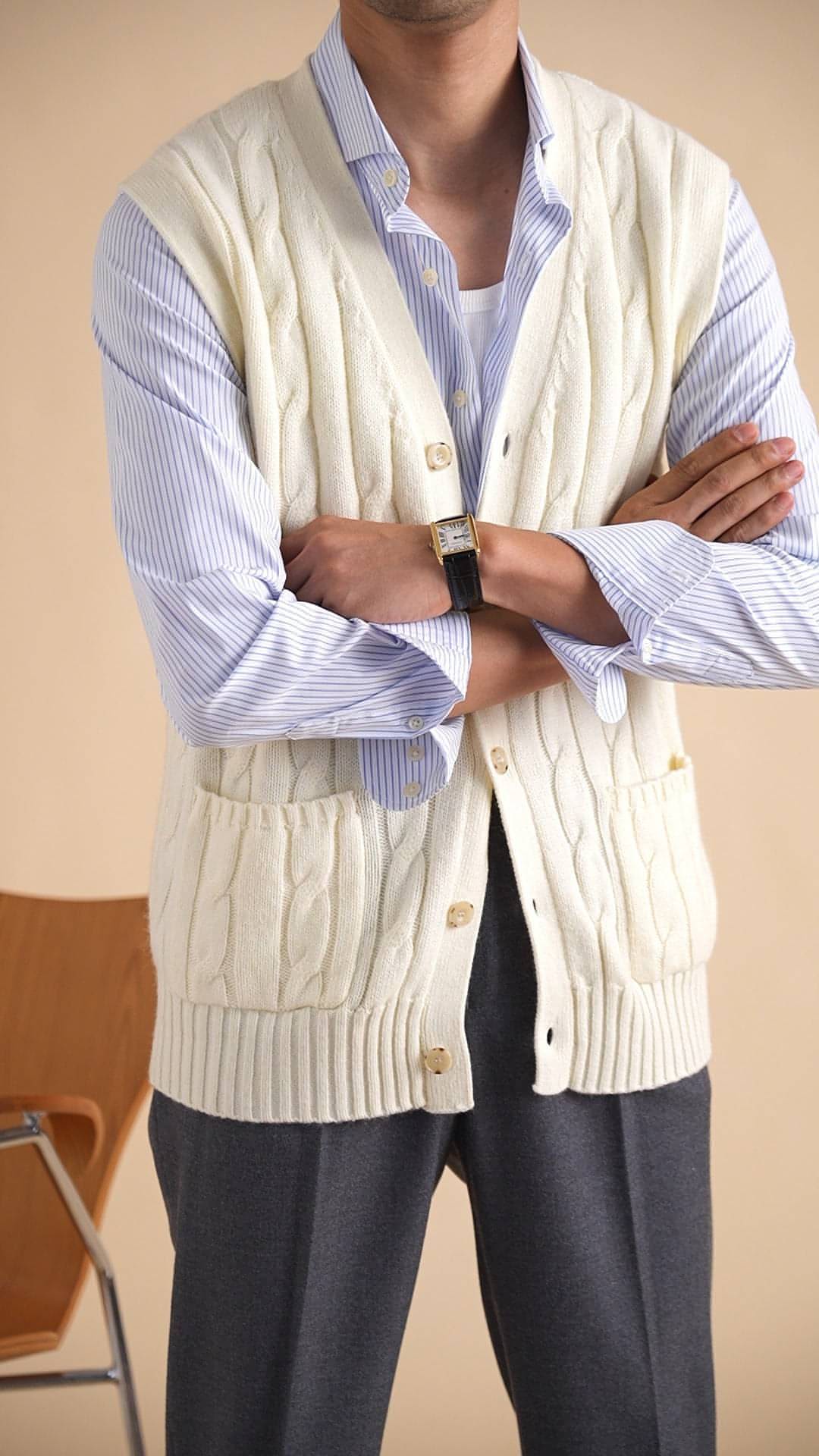 Aoyang Woolen Vest Sweater de outono e inverno masculinos