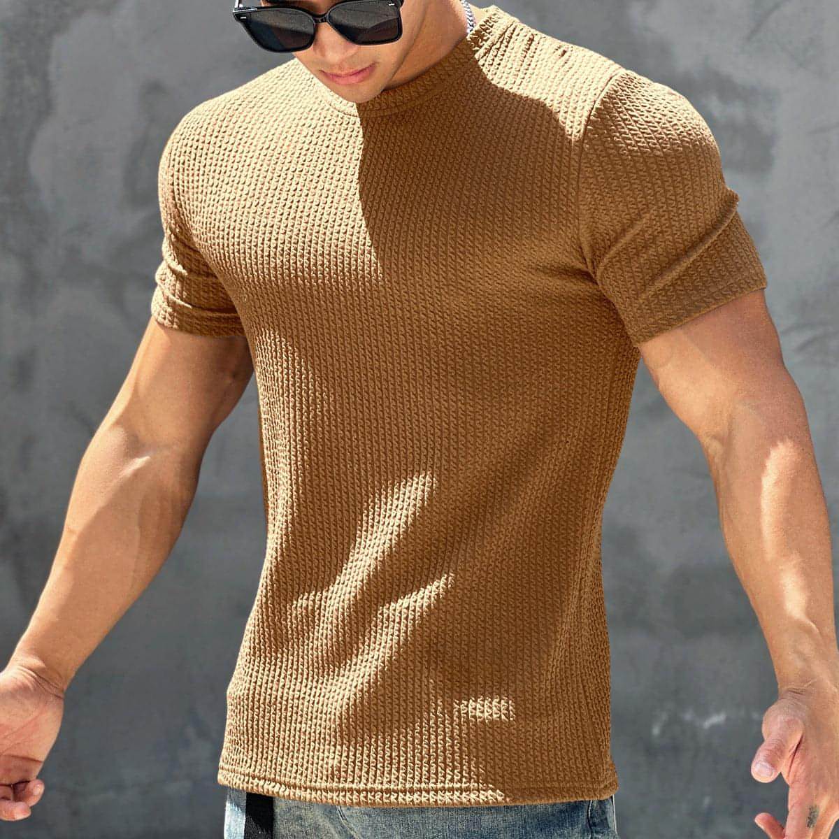 Sports And Fitness Short Sleeved Men's Textured Quick Drying T-shirt