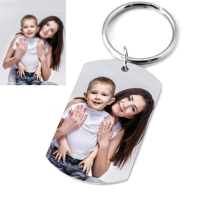 Custom Engraved Keychain – Personalized Photo & Name Tag Pendant