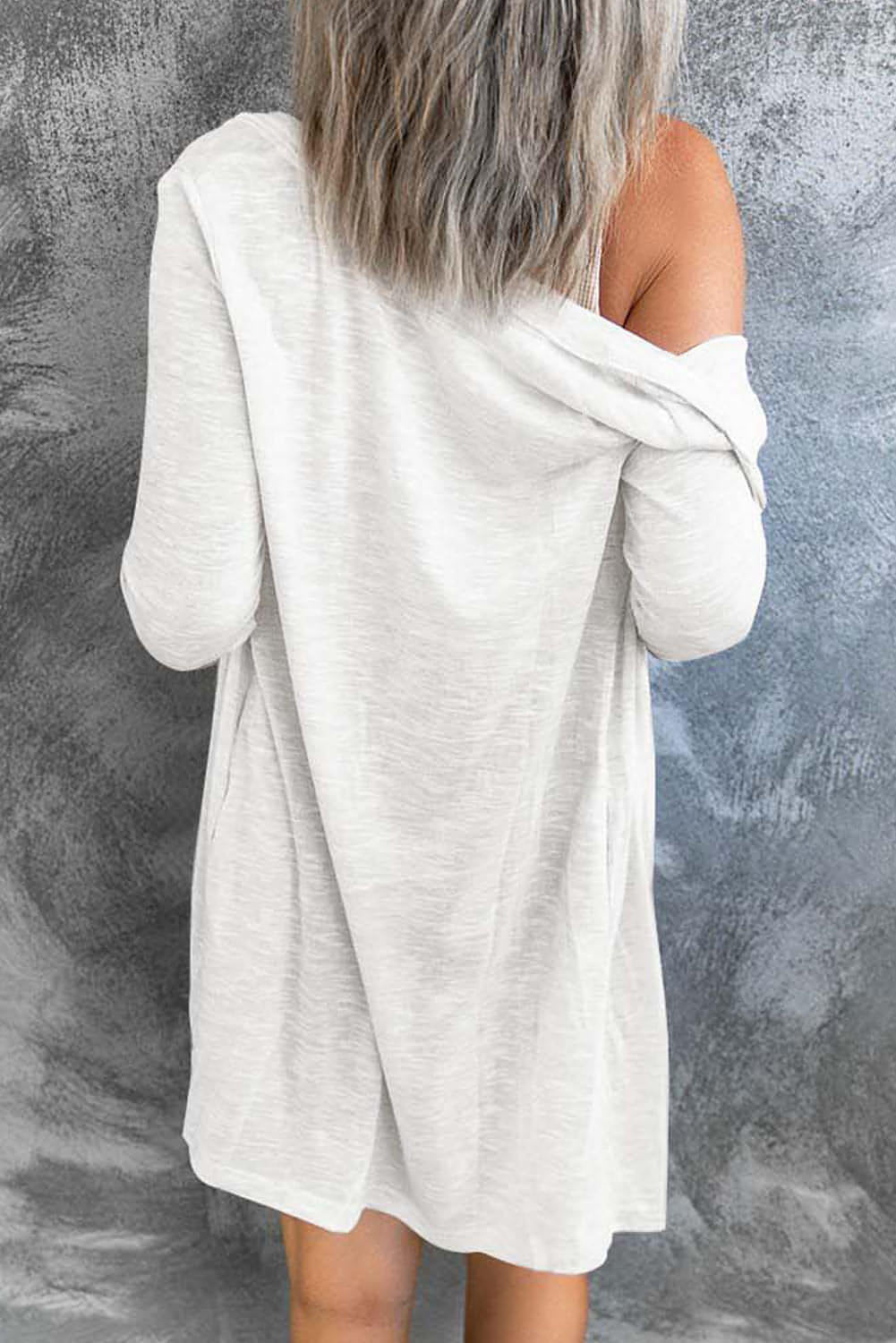 Cardigan con bottoni aperto sul davanti in tinta unita bianco