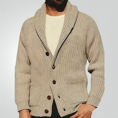 Mäns Lapel Sticking Cardigan Fashion Button tröja med fickor Outwear Långärmad översta våren hösten