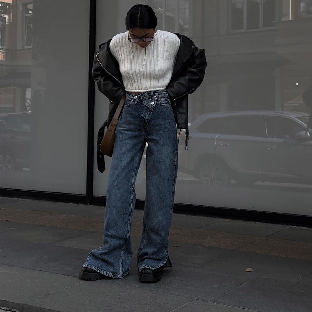 Pantalones vaqueros con personalidad dislocada de moda para mujeres