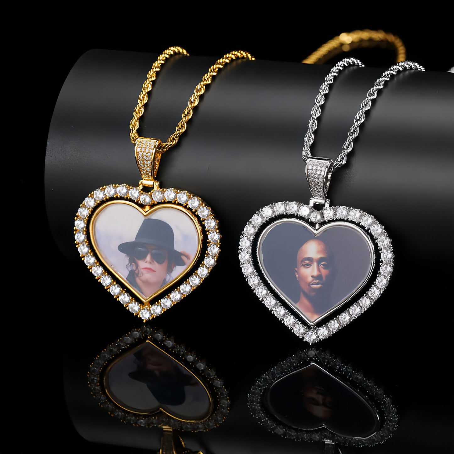 Rotating Double-sided Love Photo Pendant Necklace