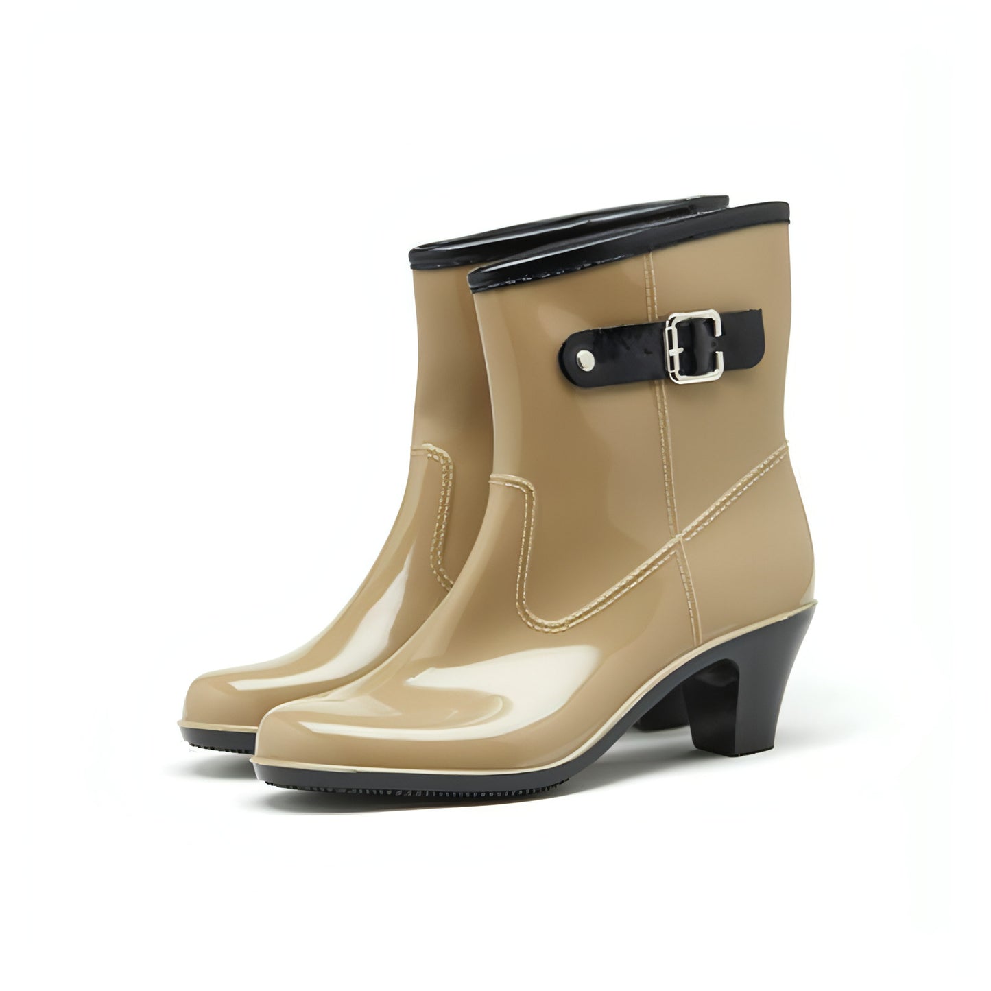 Fashion Buckle Rain Boots Female Mid-tube Non-slip Rubber Shoe Covers