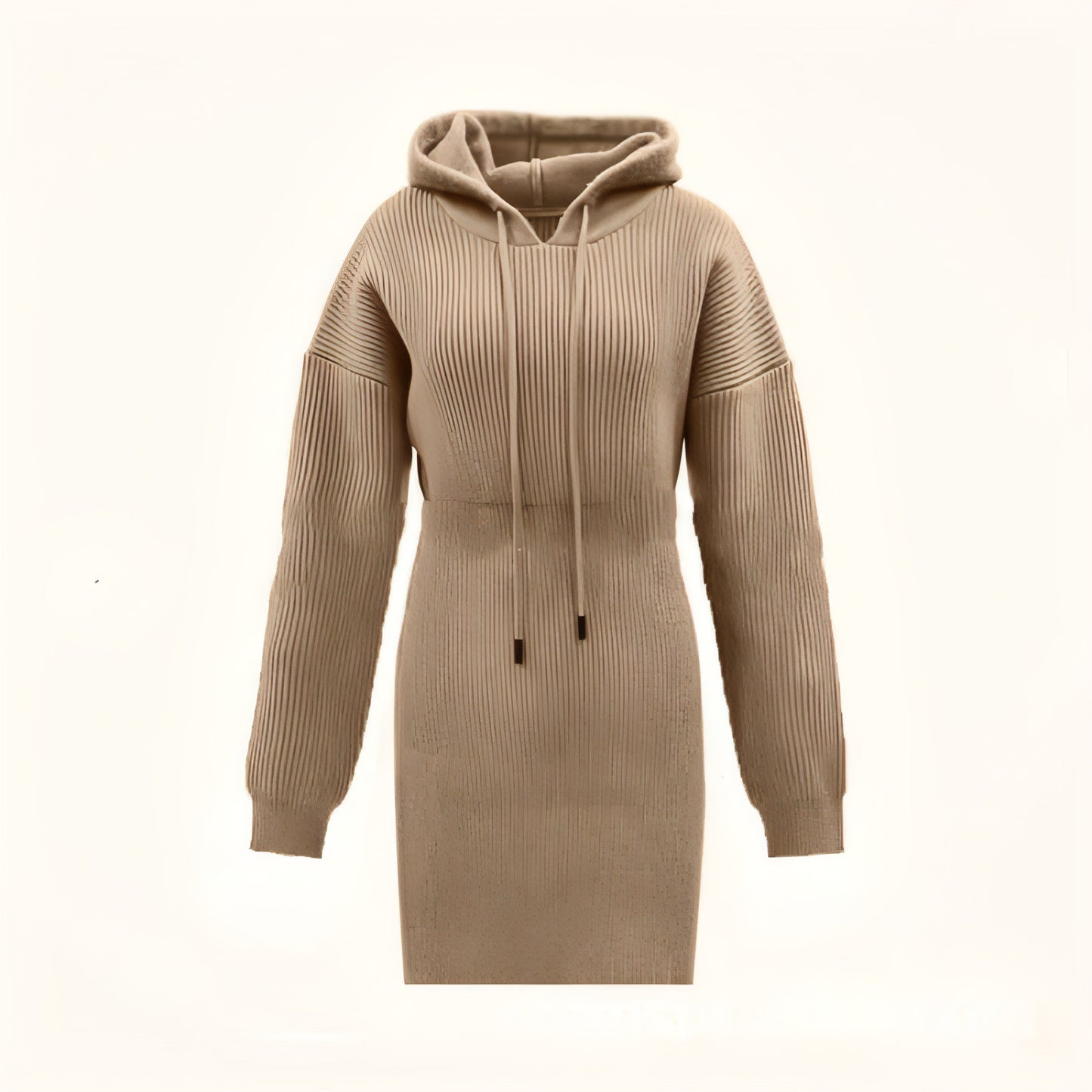 Casual Dress Mid-length Hooded Cinched Waist Sweater