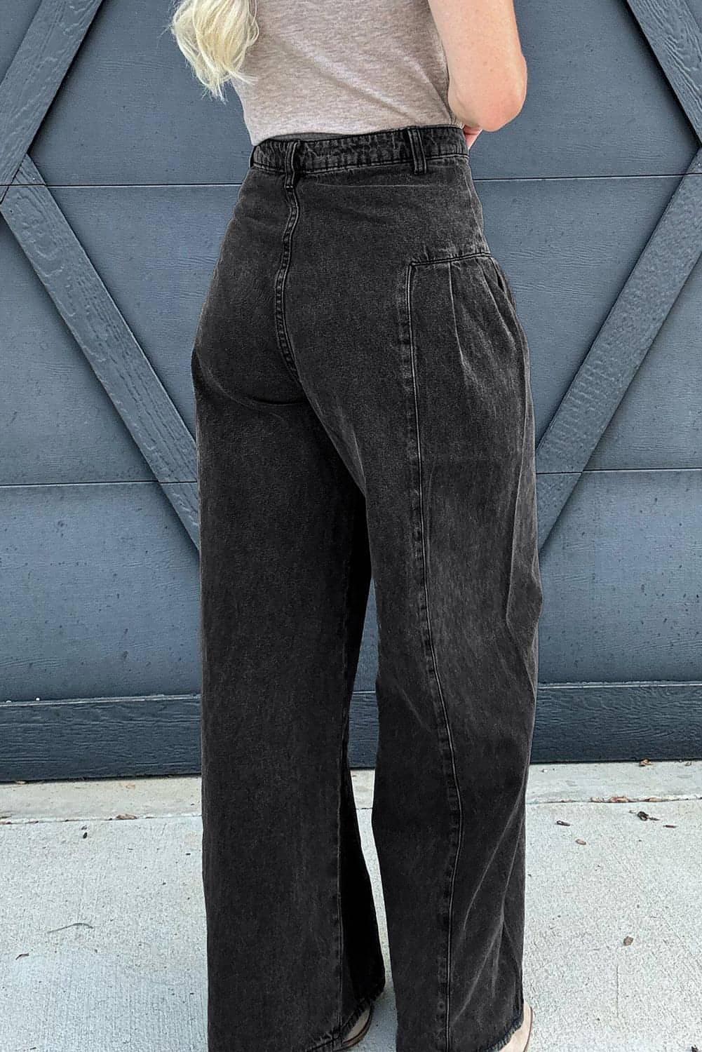 Pantaloni in denim minerale a gamba grigio grigio scuro