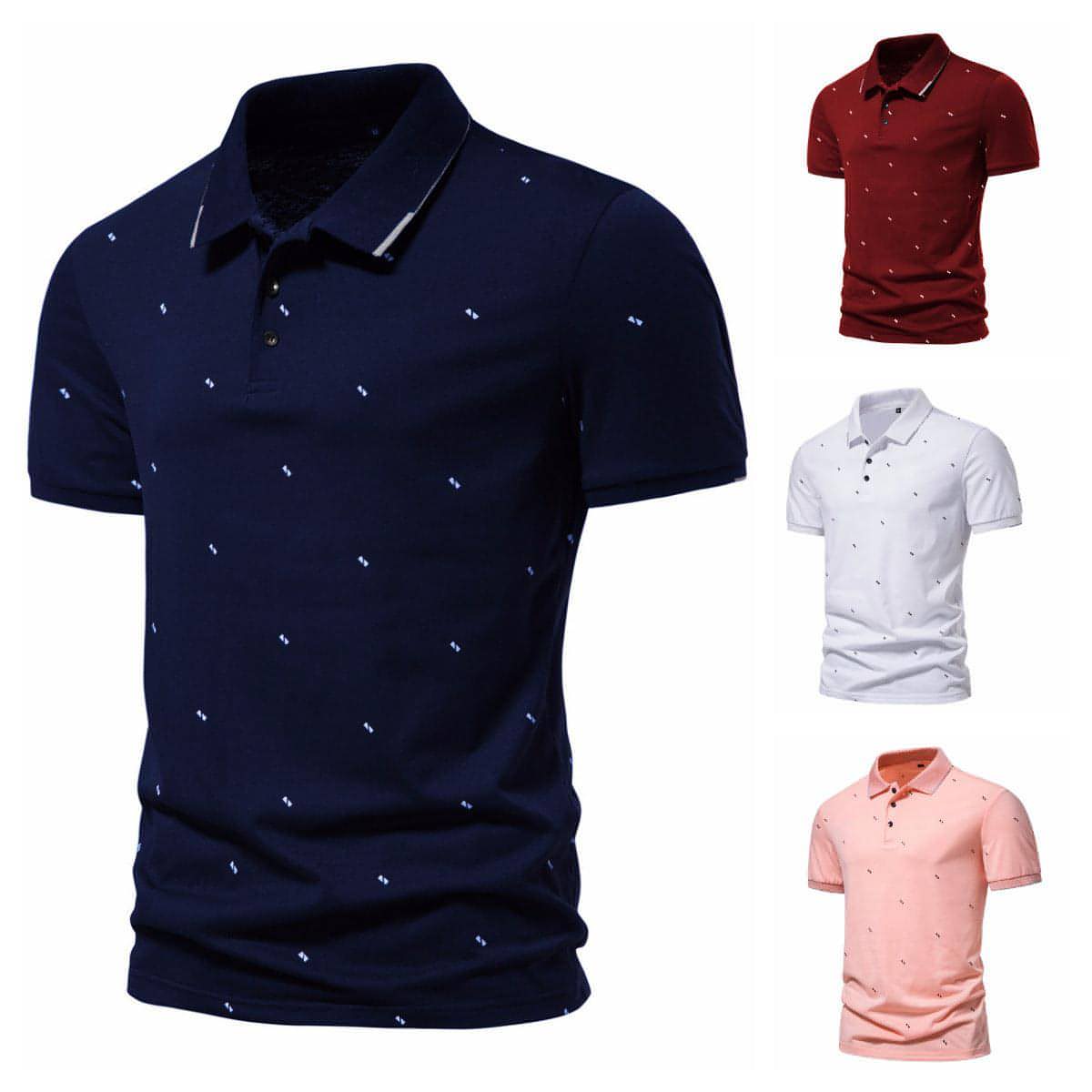 Camiseta polo estampada de moda de manga corta para hombre