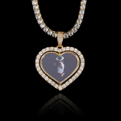 Rotating Double-sided Love Photo Pendant Necklace