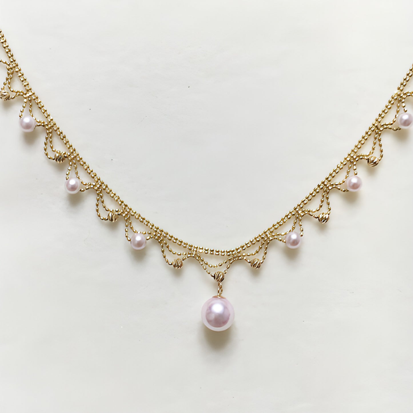 Aurora 18K Gold Lace Pearl Necklace - Sea Elegance