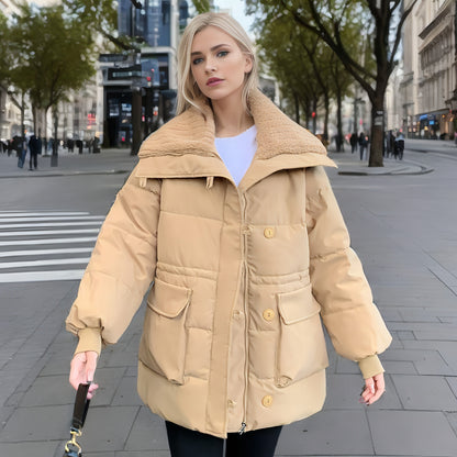 Daunenjacke mit großem Revers für Damen