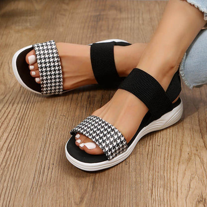 Houndstooth Striped Flat Casual Shoes