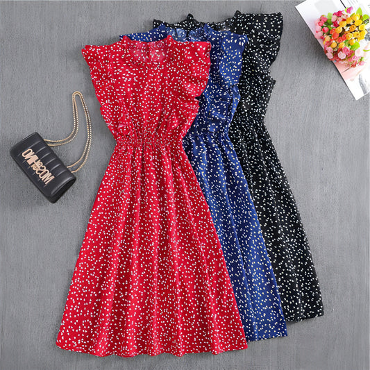 Lockeres und vielseitiges Chiffonkleid mit Polka Dots für Damen