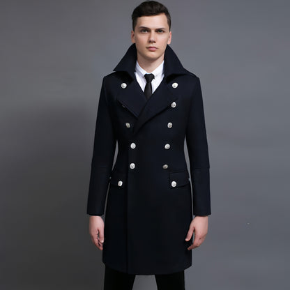 Double-row Retro Woolen Coat Man