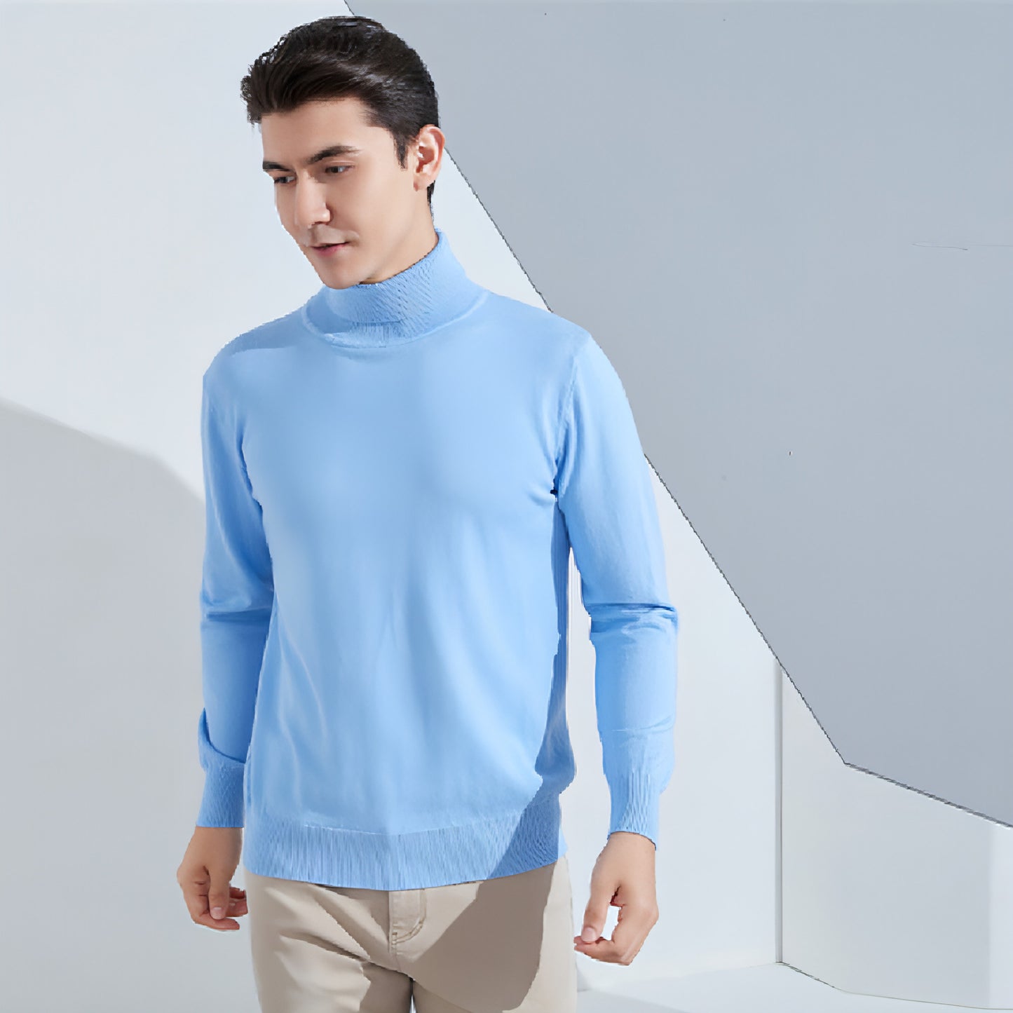 Suéter de cuello alto para hombre Camisa informal que combina con todo