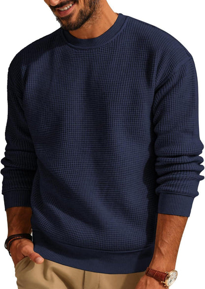 Men's Fashion Solid Color Waffle Casual