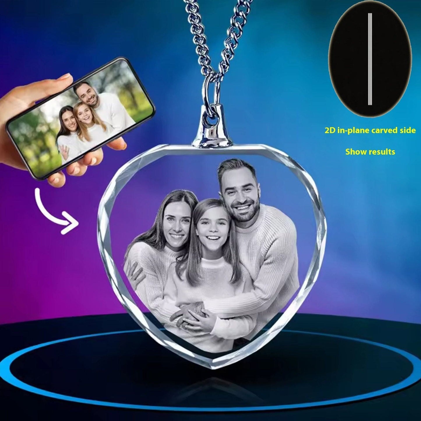 3D Laser Engraved Character Pet Photo Crystal Pendant