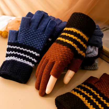 Fleece-lined Knitting Wool Cold-proof Gloves