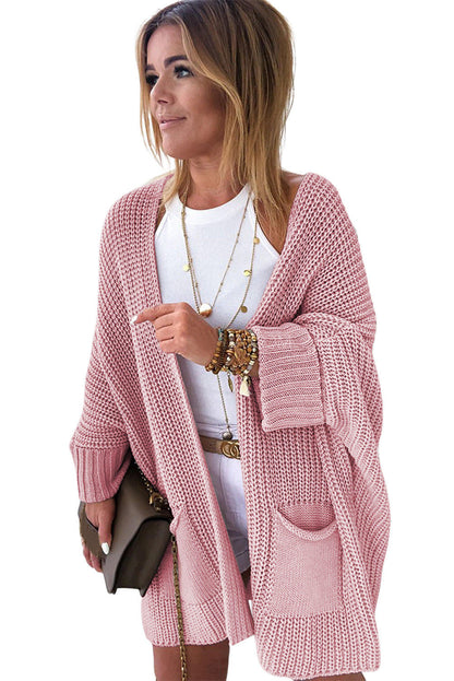 Roze oversized vouw over mouw open voorste vest