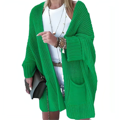 New Solid Color Loose Knitted Sweater Mid-length Coat