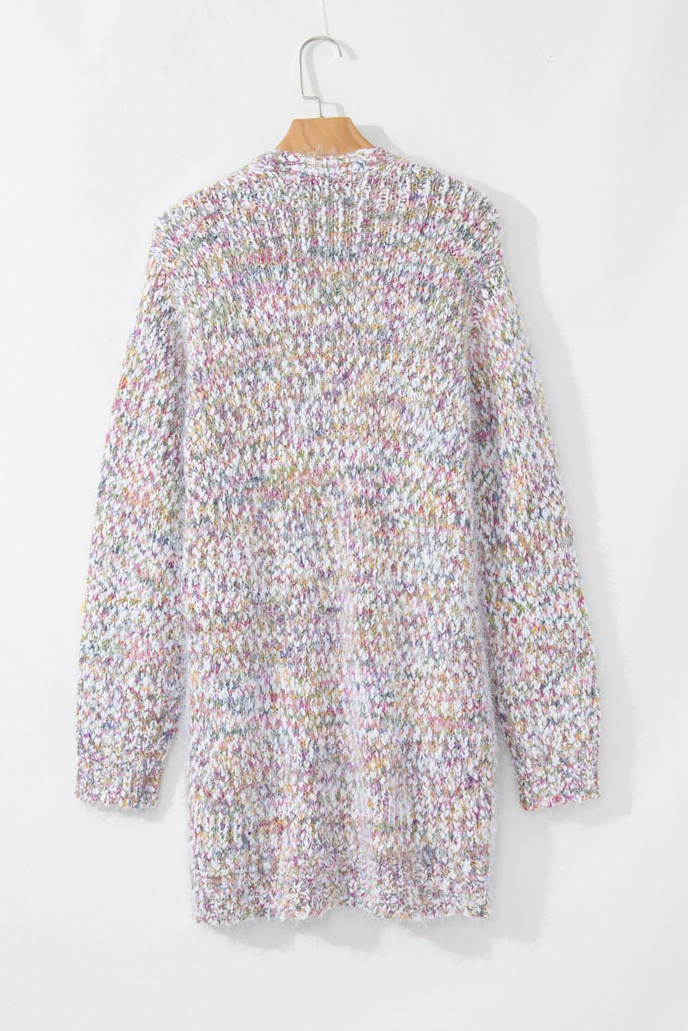 Cardigan in maglia aperto sul davanti con coriandoli multicolori gialli