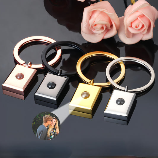 Customized Square Keychain Pendant with Bracelet & Projection Photo