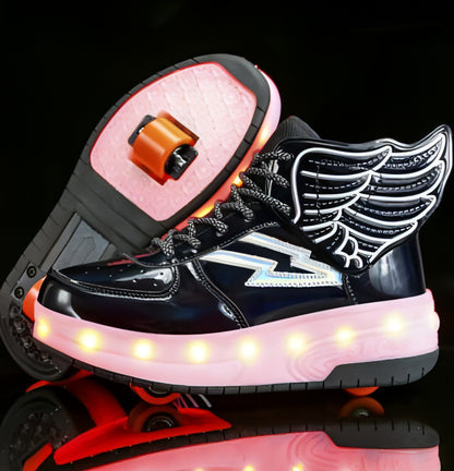 Zapatos con luces LED de doble rueda, patines para estudiantes