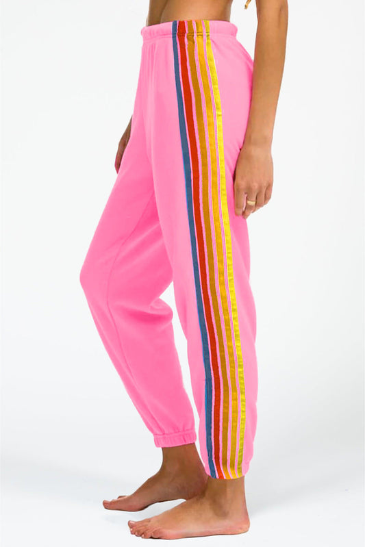 Pink Counting Rainbows High Waist Sweatpants