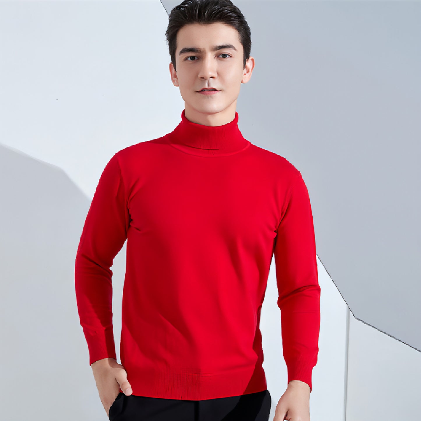 Suéter de cuello alto para hombre Camisa informal que combina con todo