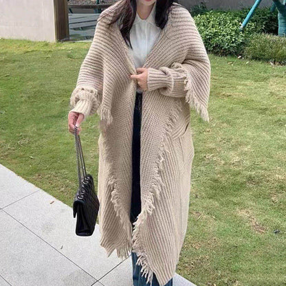 Long Alpaca Wool Sweater Coat Handmade Womens Clothing