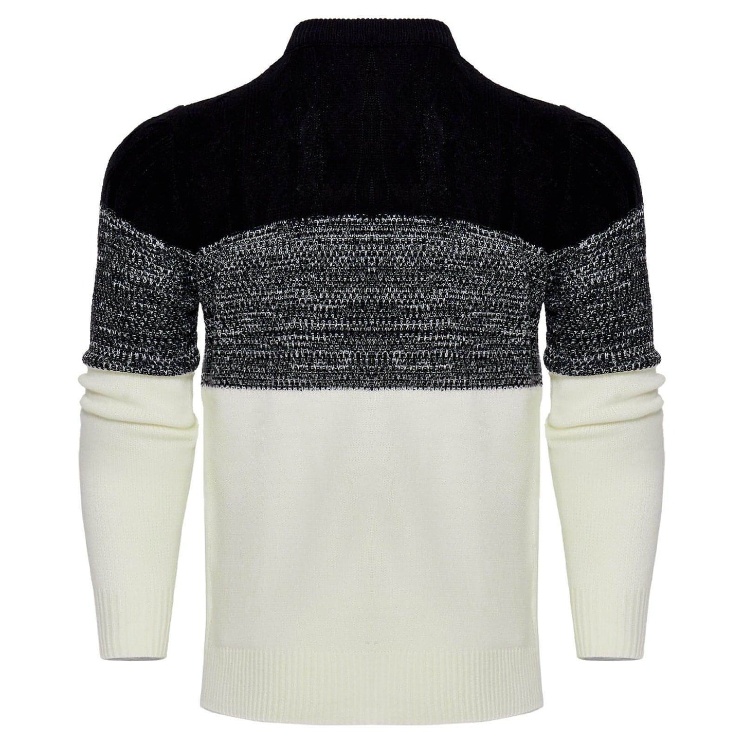 Men's Casual Color Block Long Sleeve Cable Knit Pullover Sweater