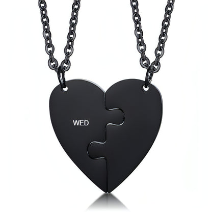 Custom Engraved Heart Puzzle Necklace – Stay Connected, Always!