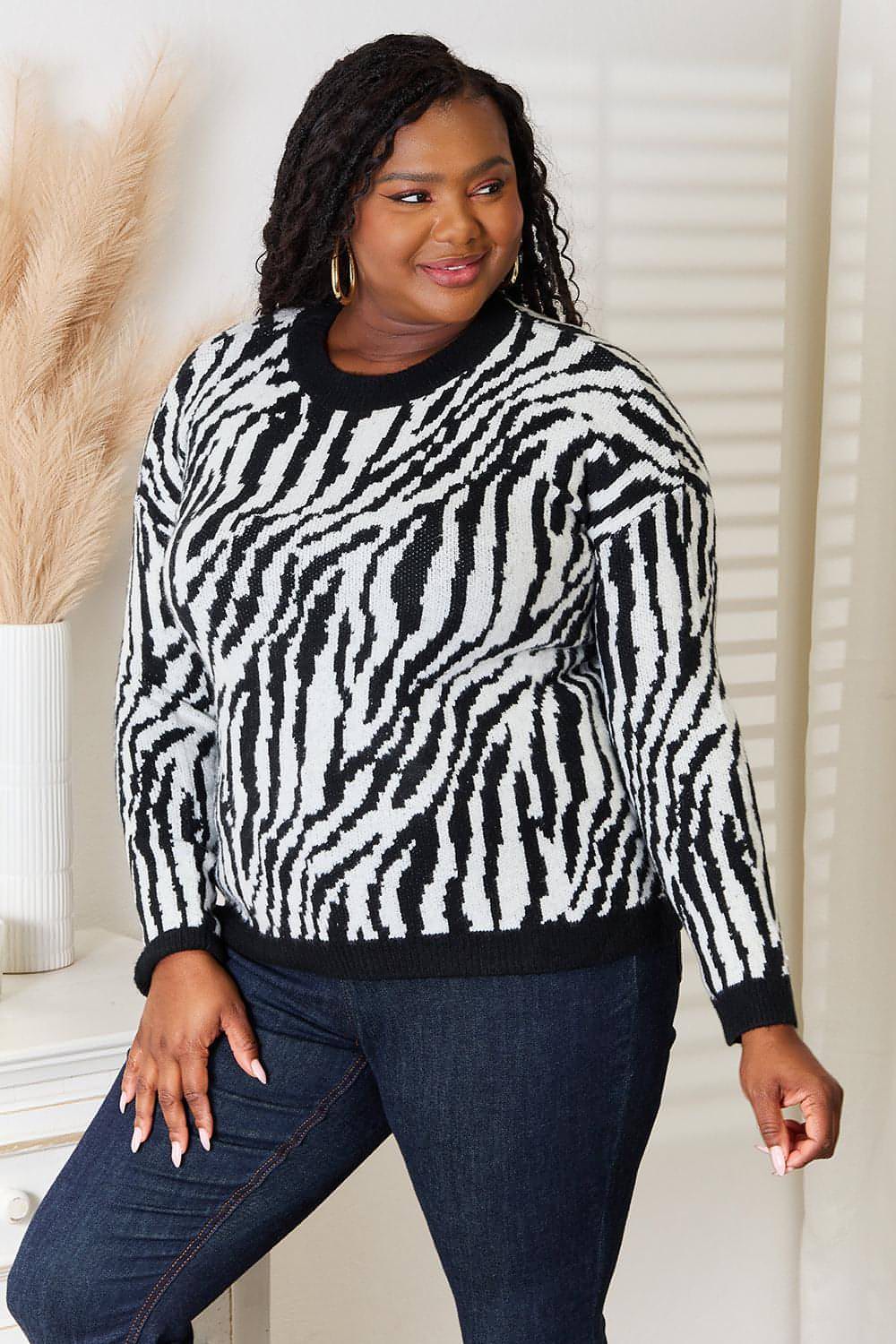 Heimish Pullover in voller Größe mit Zebra-Print