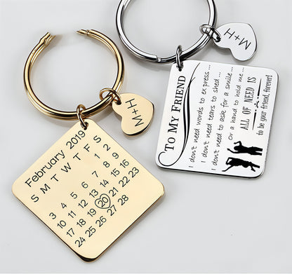 Personalized Calendar Keychain – Engraved Date Keepsake for Special Moments