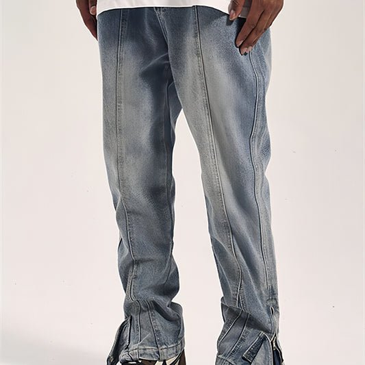 High Street Distressed 3D Cut Jeans With Side Zipper Men