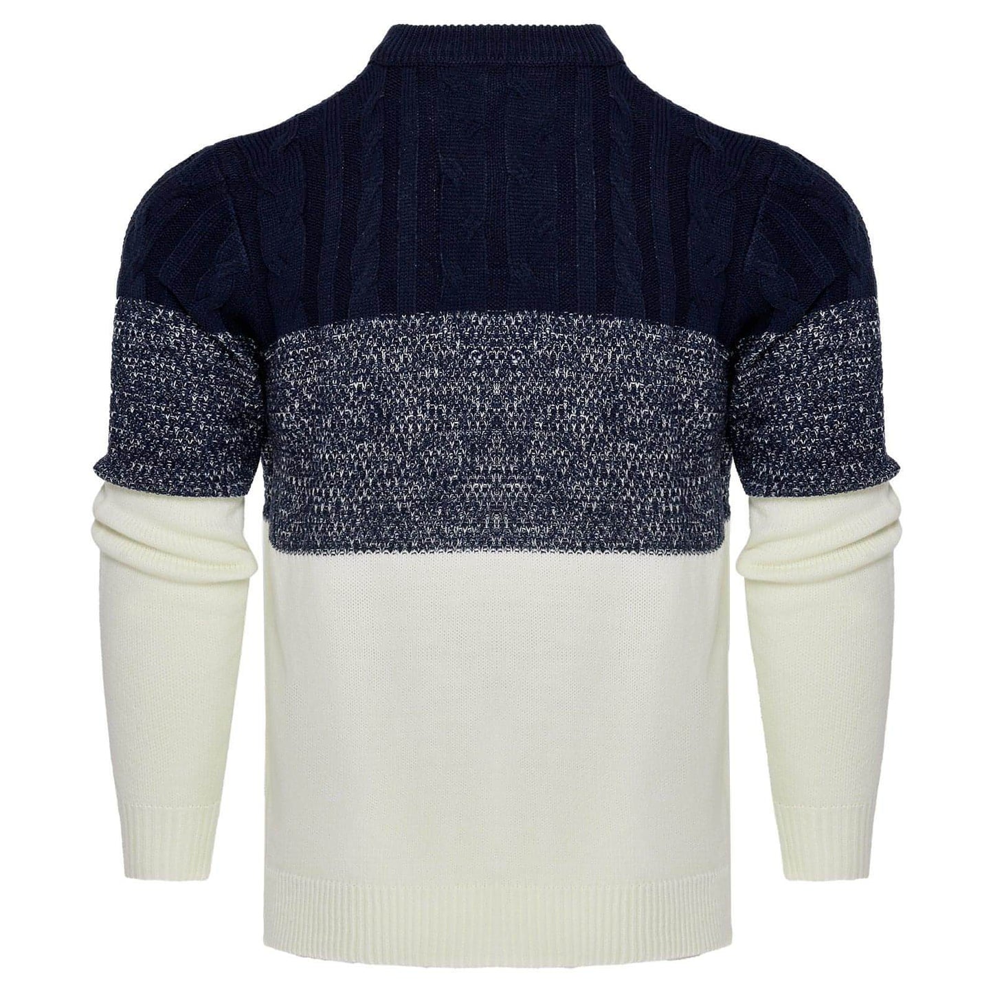 Men's Casual Color Block Long Sleeve Cable Knit Pullover Sweater