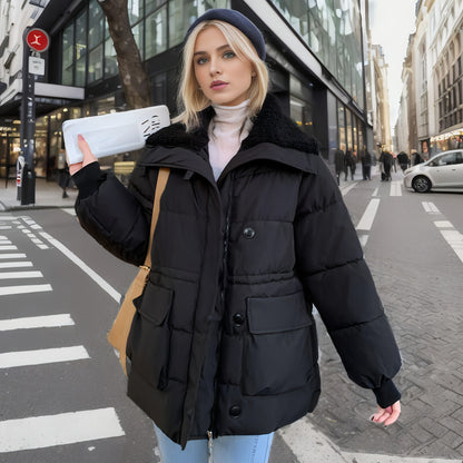 Daunenjacke mit großem Revers für Damen