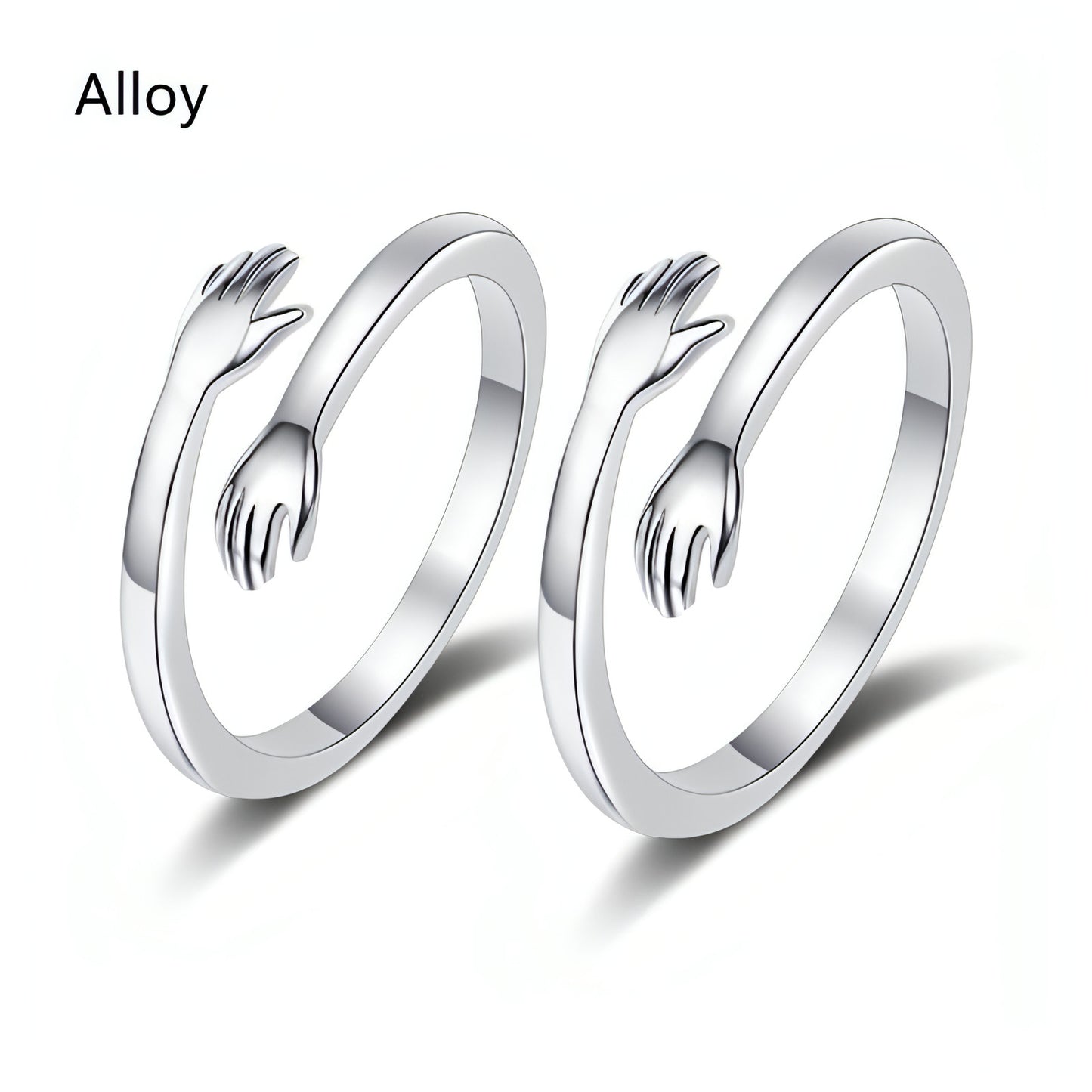 925 Sterling Silver Hug Ring – Adjustable Couple Jewelry