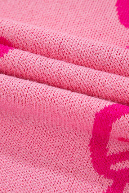 Maglione ampio con spalle scoperte con motivo fiocco rosa