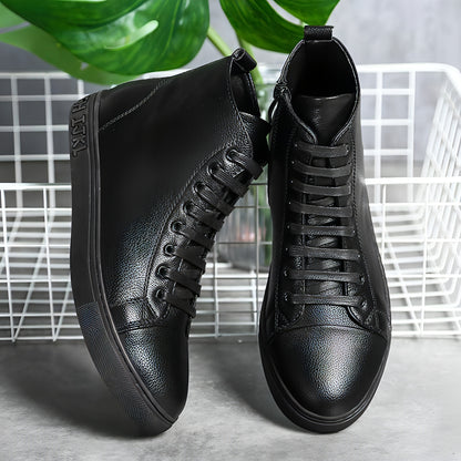 Men's Plus Size High Top Black Sneakers