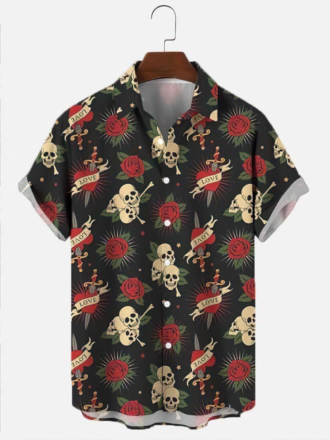 Skull & Roses Printed Men's DressShirt