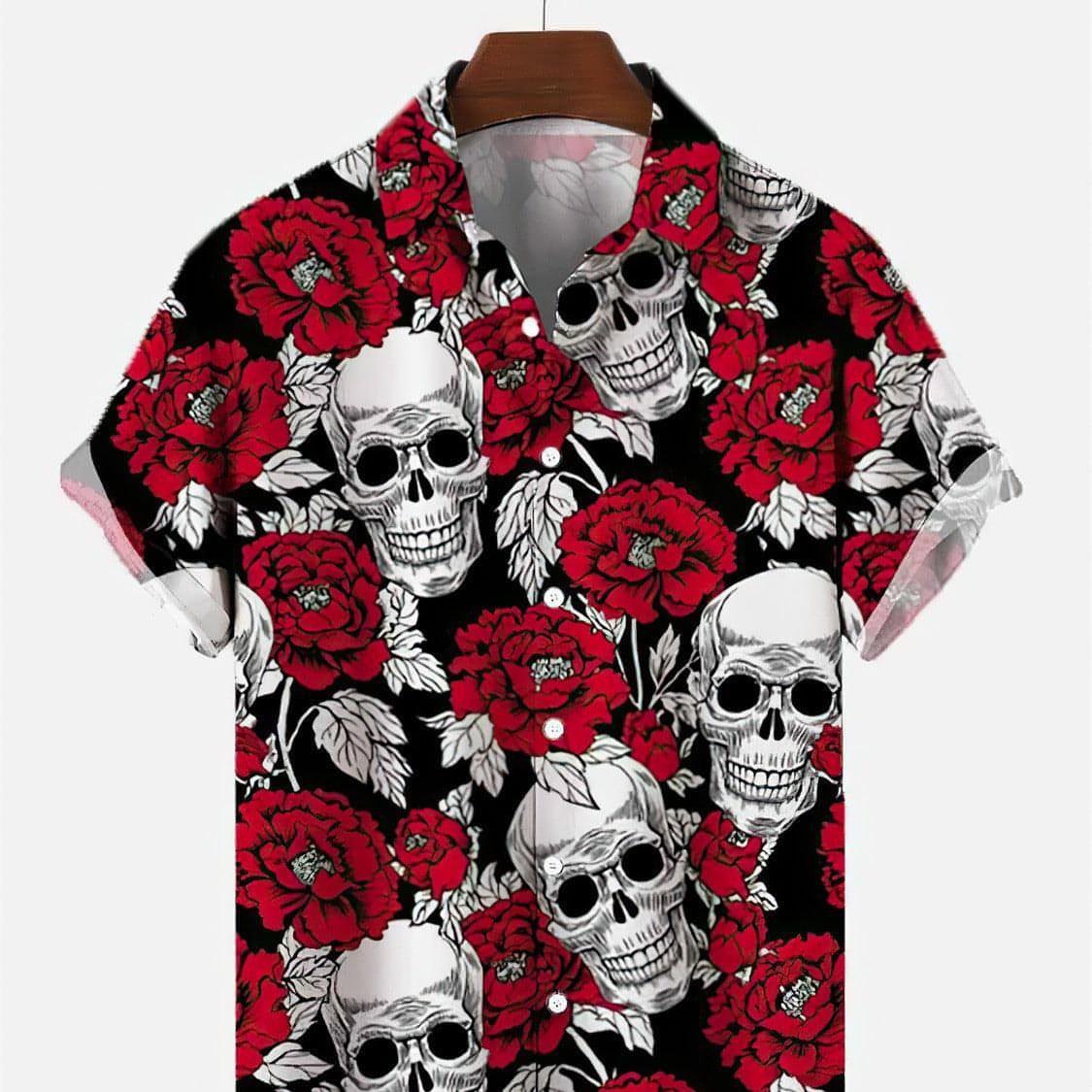 Skull & Roses Printed Men's DressShirt