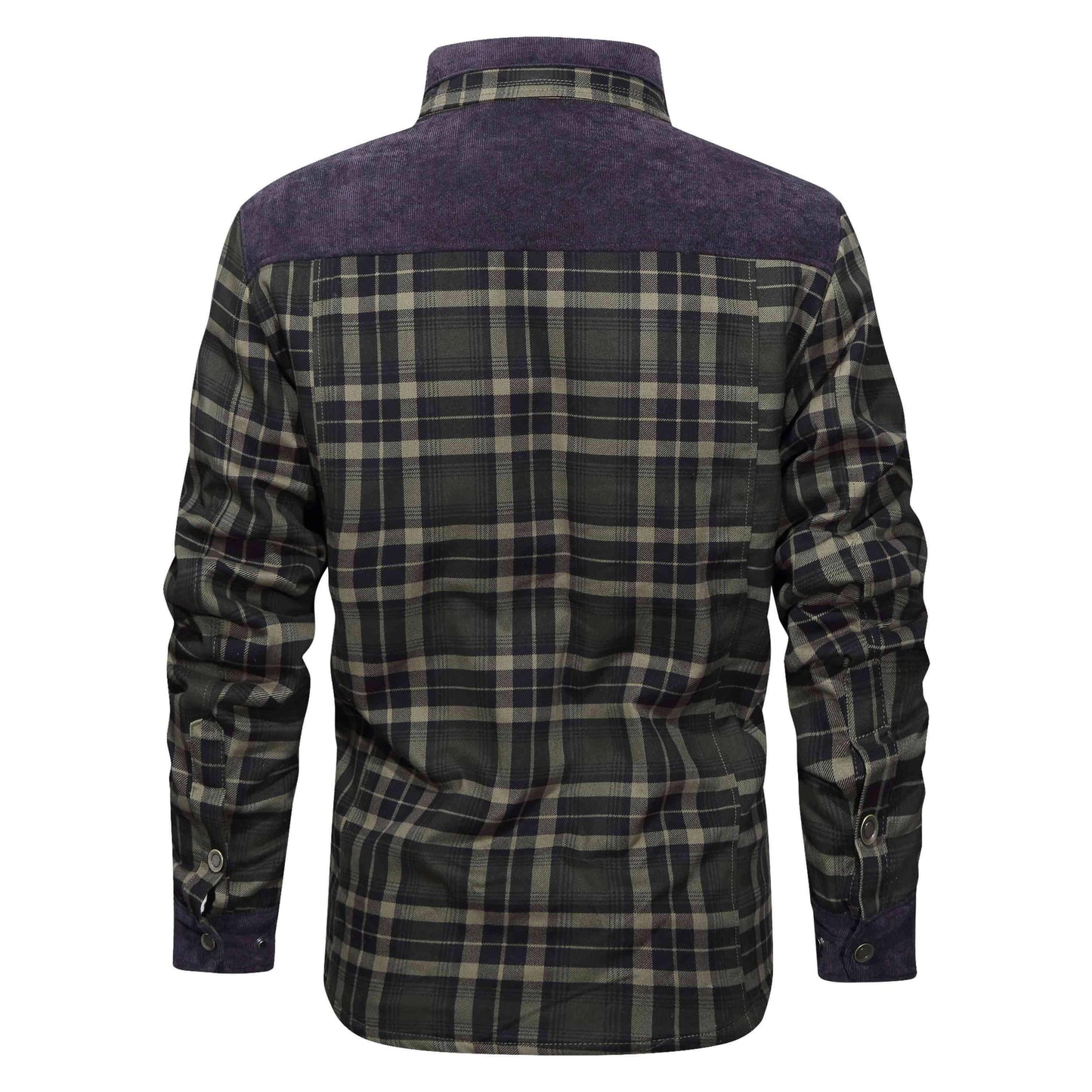 Thickened Jacket With Classic Plaid Fuzzy Fleece Lining Inside Design