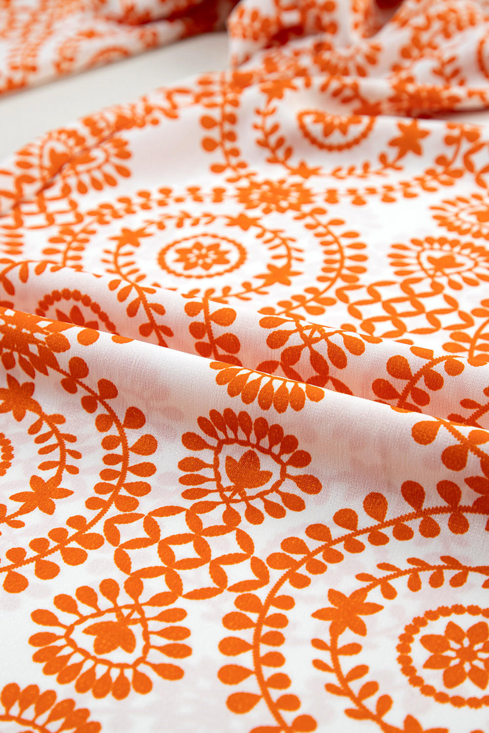 Oransje Boho Retro Flower Print Bukser med brede ben