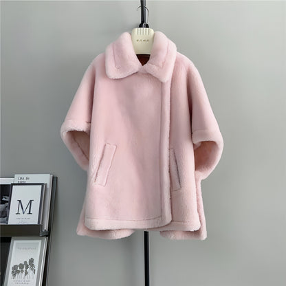 Women's Mid-length Loose Batwing Sleeve Lamb