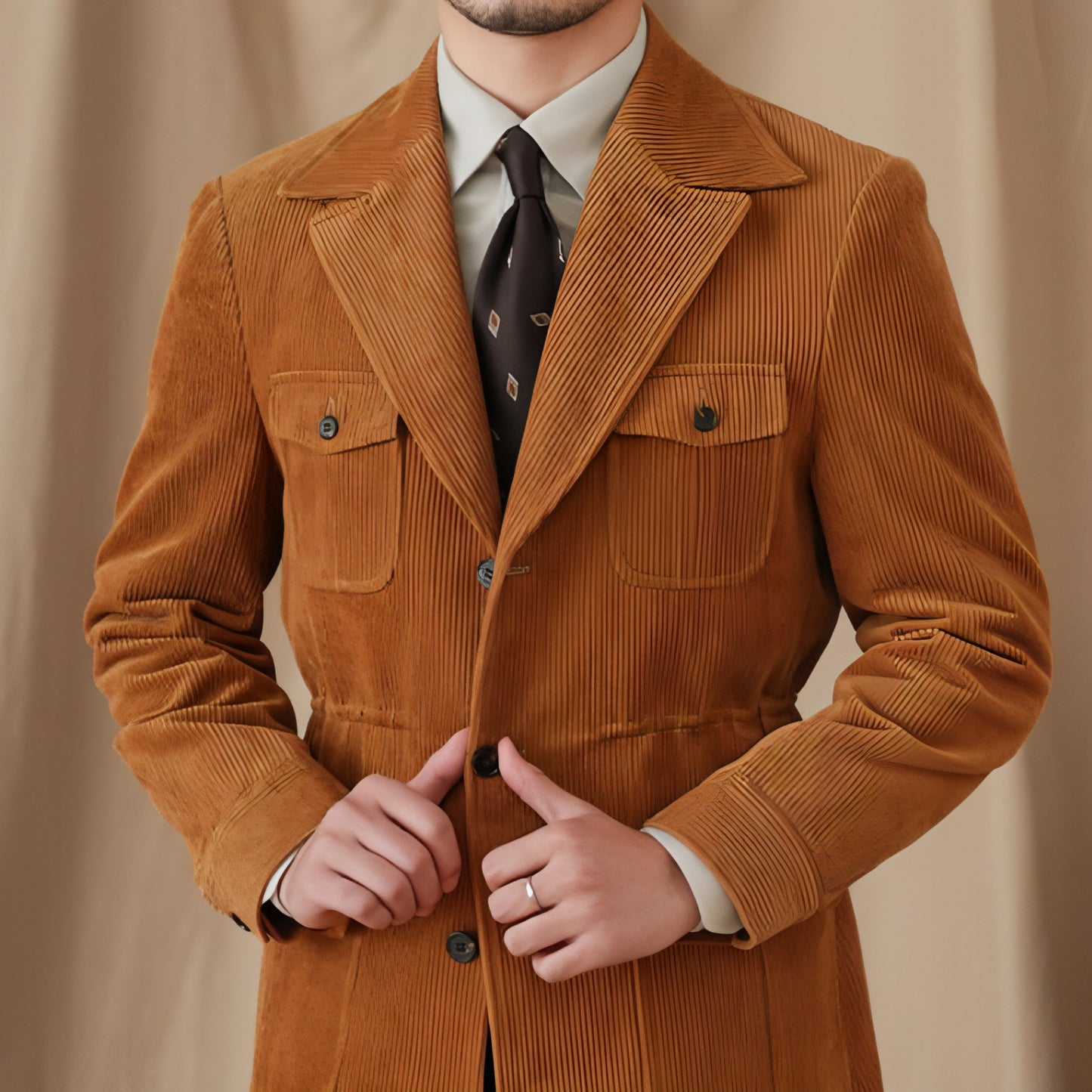 Retro Corduroy Slim-fit Safari Cotton Gentry Jacket