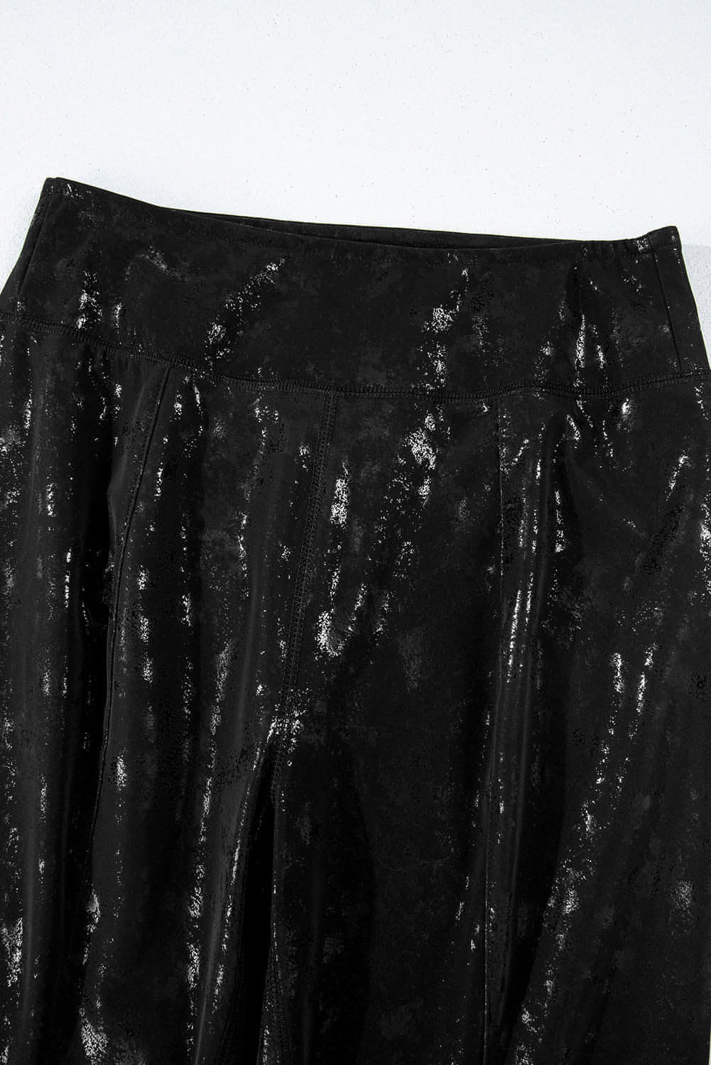 Svart faux skinn splitter høye midje leggings