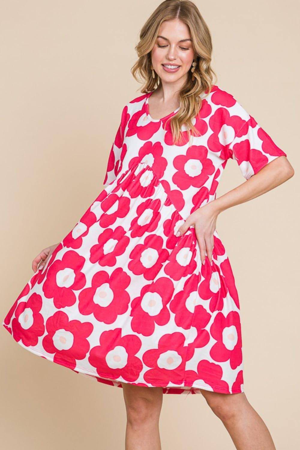 BOMBOM FLOWET PRINT RUched Dress