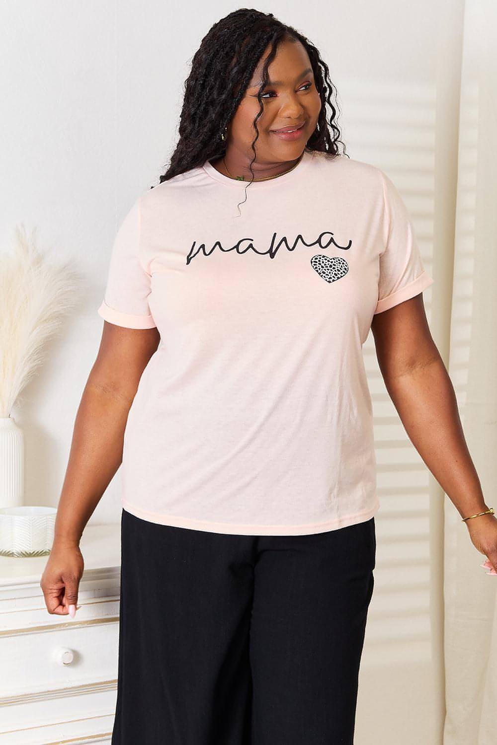 Simplesmente amo camiseta gráfica mama coração