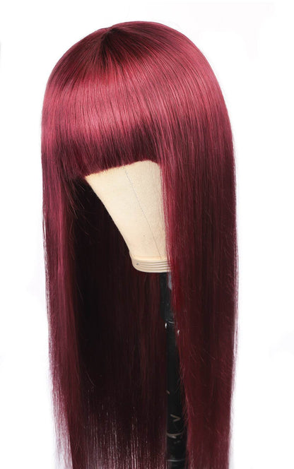 Qi Liuhai Real Hair Wig Straight Hair Headgear