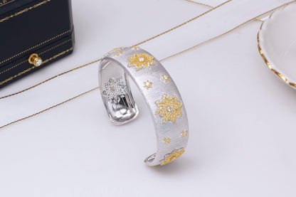 925 Silver Gold Plated Divided Snowflake Bracelet